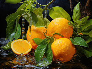 Wall Mural - Outstanding Glass plate of fresh fruits on top of many fruits.