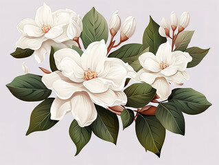 Wall Mural - Generous Watercolor common jasmine clipart editable white background