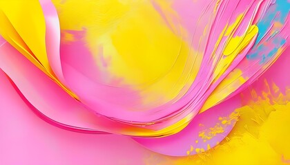 Wall Mural - Dynamic Abstract Fusion of Pink and Yellow Illustrating Creativity and Passion