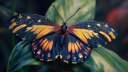 Wall Mural - Close Up of a Colorful Butterfly with Detailed Wings