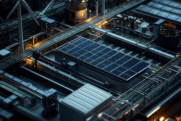 Solar Panels on Industrial Rooftop