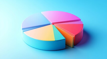 Poster - A dynamic 3D pie chart in gradient colors with each segment popping out slightly, symbolizing business divisions and their respective shares.