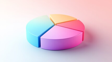 Poster - A dynamic 3D pie chart in gradient colors with each segment popping out slightly, symbolizing business divisions and their respective shares.