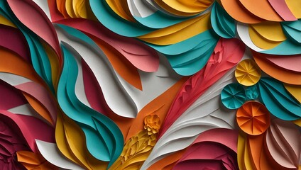 Poster - Vibrant paper design in line art on a white background.