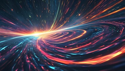 Wall Mural - Vivid Hyperspace Warp with Colorful Light Streaks Converging at the Event Horizon