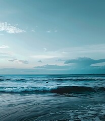 Sea Horizon With Clouds And Waves