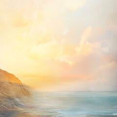 Sticker - Peaceful Ocean Sunset Landscape Painting