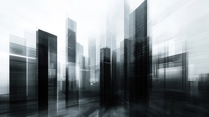 Wall Mural - abstract city skyline with blurred buildings.