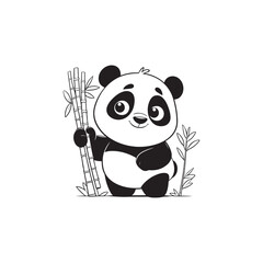 Wall Mural - Vector Panda Icon - Adorable Line Art for Nursery Design.