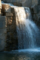 Wall Mural - Waterfall flowing over rocks in a natural environment