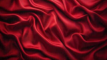 Canvas Print - Smooth Red Fabric Draped with Elegant Folds and Gentle Curves