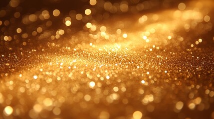 Wall Mural - Sparkling Golden Glitter with Abstract Blurred Lights and Bokeh Effect