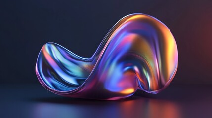 Poster - abstract iridescent shape on a dark background.