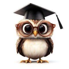 Poster - A cute owl with big glasses and a graduation cap