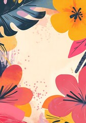 Sticker - Tropical Floral Illustration Background