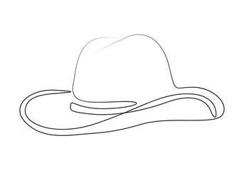 Wall Mural - Cowboy hat in one continuous line drawing vector illustration