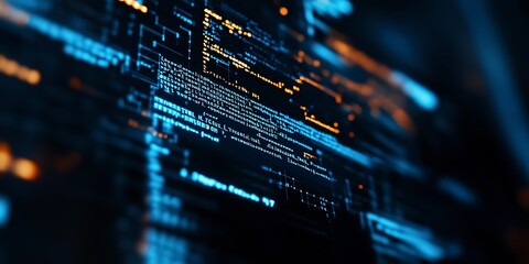 Programming code typing. Developer software programming code. Software data monitor new function. Abstract computer script code. Web or application development, business 
