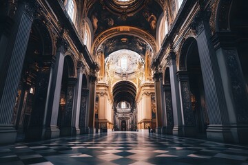 Wall Mural - Interior of a Church with Gold Decorations and Columns