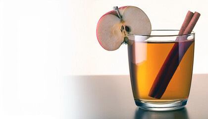 Warm Apple Cider with Cinnamon Sticks and Apple Slice Garnish