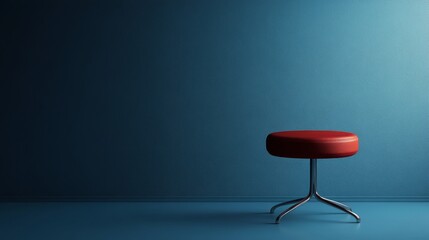 Sticker - A red chair is sitting in front of a blue wall