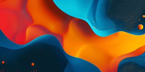 Abstract Blue Orange Yellow Wavy Shapes Background