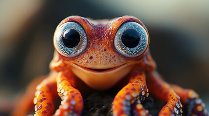 A frog with big eyes and a smile on its face