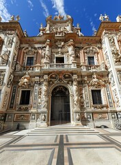 Canvas Print - Ornate Facade of a Historic Building in Sicily