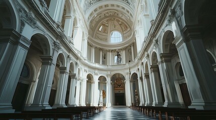 Poster - White Interior Architecture With Arched Columns And A Dome Ceiling