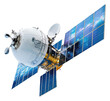 © David - Satellite in orbit with solar panels and antennas isolated on transparent background