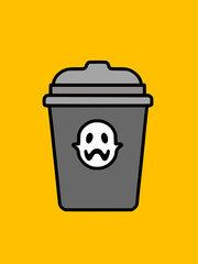 Sticker - bin cartoon on yellow background