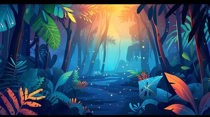 Sticker - Vibrant Tropical Rainforest Illustration