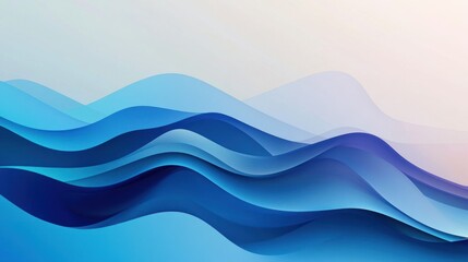 Wall Mural - abstract blue waves with shades of blue on a white background.