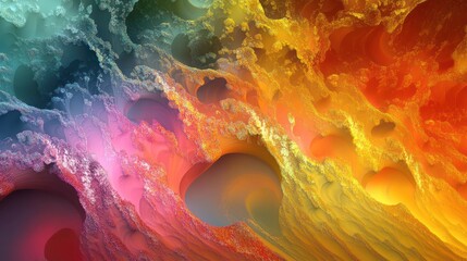 Poster - abstract colorful background with textured waves and abstract shapes.