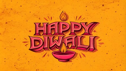 Wall Mural - happy Diwali bright greetings banner with diya