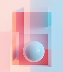 Canvas Print - Abstract Geometric Shapes with Sphere in Pastel Colors