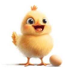 Poster - A happy little chicken with a tiny egg and a big smile