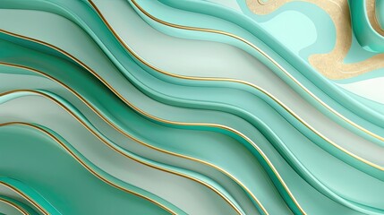 Sticker - Teal to mint green gradient wallpaper with thick gold and white stripes in background