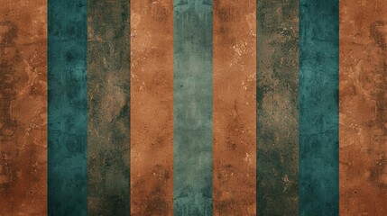 Sticker - Taupe to chestnut gradient wallpaper with wide bold stripes in copper and teal