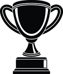 Trophy award silhouette vector illustration on black and white.