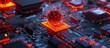 © artbot - A digital representation of a virus on a circuit board, symbolizing technology and health.