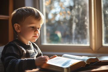 child reading bible study.