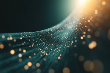 Wall Mural - A Mesmerizing Digital Wave Illuminating the Depths of Data Through Beautiful Light Particles