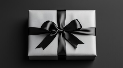 Wall Mural - Elegant Gift Box with Black Bow for Holiday Celebrations - Perfect for Special Occasions and Events