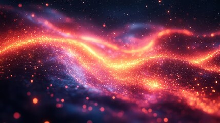 Wall Mural - vibrant fiber optic cables intertwining in cosmic dance glowing neon strands against deep space background