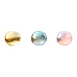 © Lilimanatasa - Set of four round glass beads with different colors and textures, on a white background