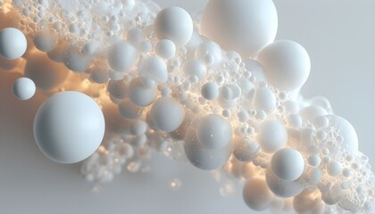 Wall Mural - Abstract 4D Design with Layered Wallpaper and Textured Bubbles Adorned with White Sequins in AI-Generated Art