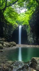 Poster - Waterfall in Green Lush Forest