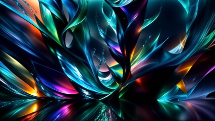 Wall Mural - Abstract colorful background with liquid neon flowing paint ink, sparkling iridescent plasma, fluid gradient.