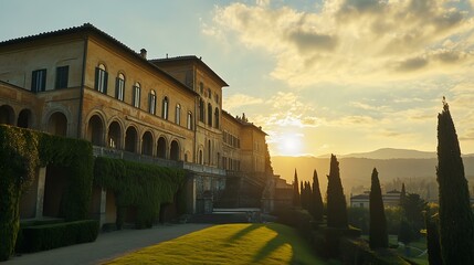 Wall Mural - Italian Villa with Sunset Sky