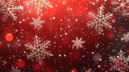 Wall Mural - red christmas background with snowflakes transparent background